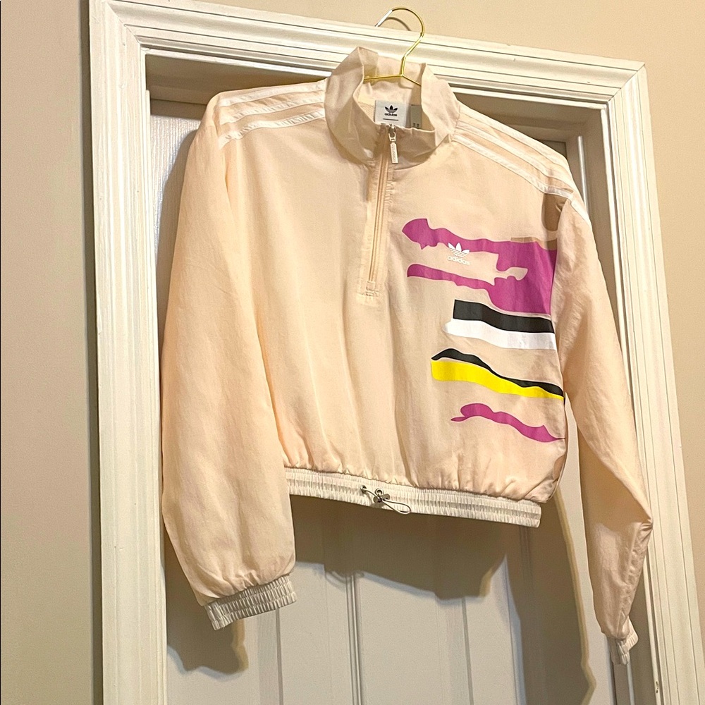 AdidasxThebe Magugu Cream Jacket with Purple and Yellow Details